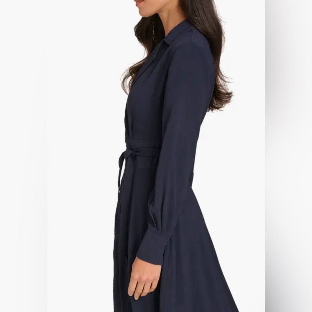 NAVY BLUE CALVIN KLEIN WRAP DRESS SIZE S. GOOD USED CONDITION.